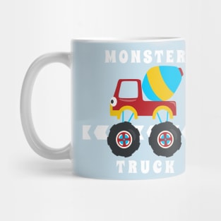 Vector illustration of monster truck with cartoon style. Mug